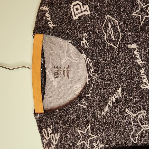 Victorias Secret Pink Womens Sleep Shirt GRL PWR Long Sleeve Cozy Black Small - Picture 3 of 16